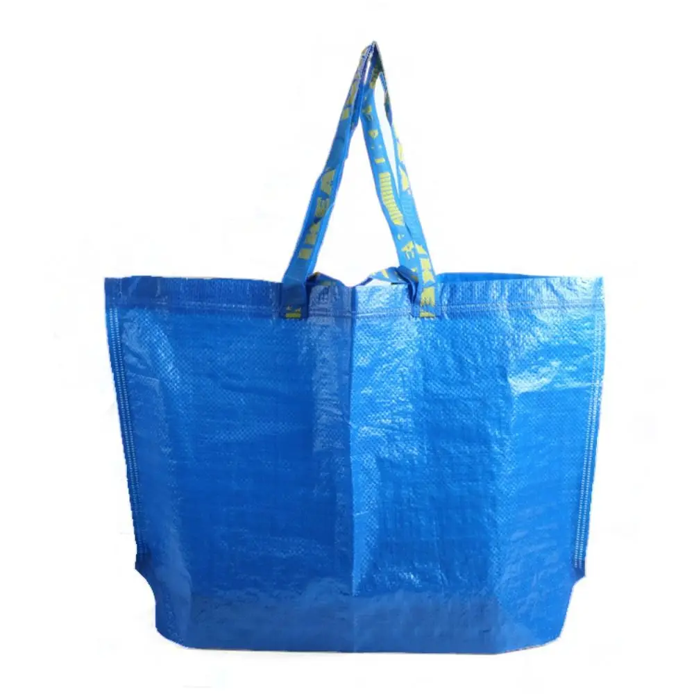 Durable PP Shopping Bag Handheld Blue Luggage Bag Waterproof Zipper Woven Bag