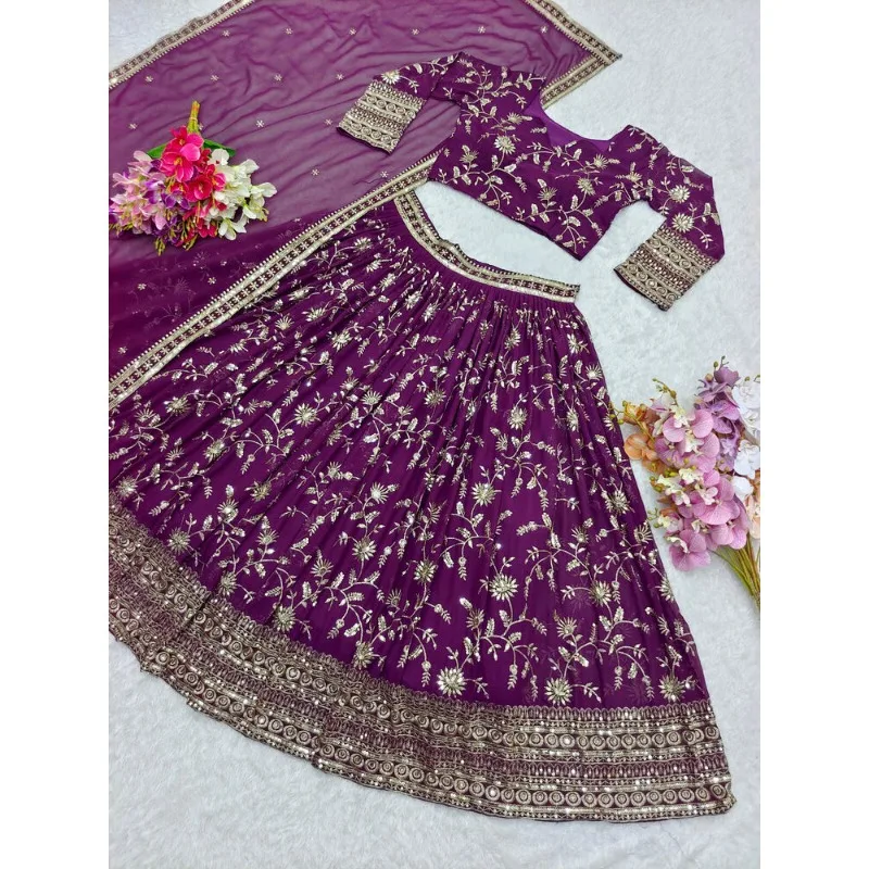 Purple Designer Lehenga CholI Bollywood Wedding Party in India Pakistani Wear Readymade