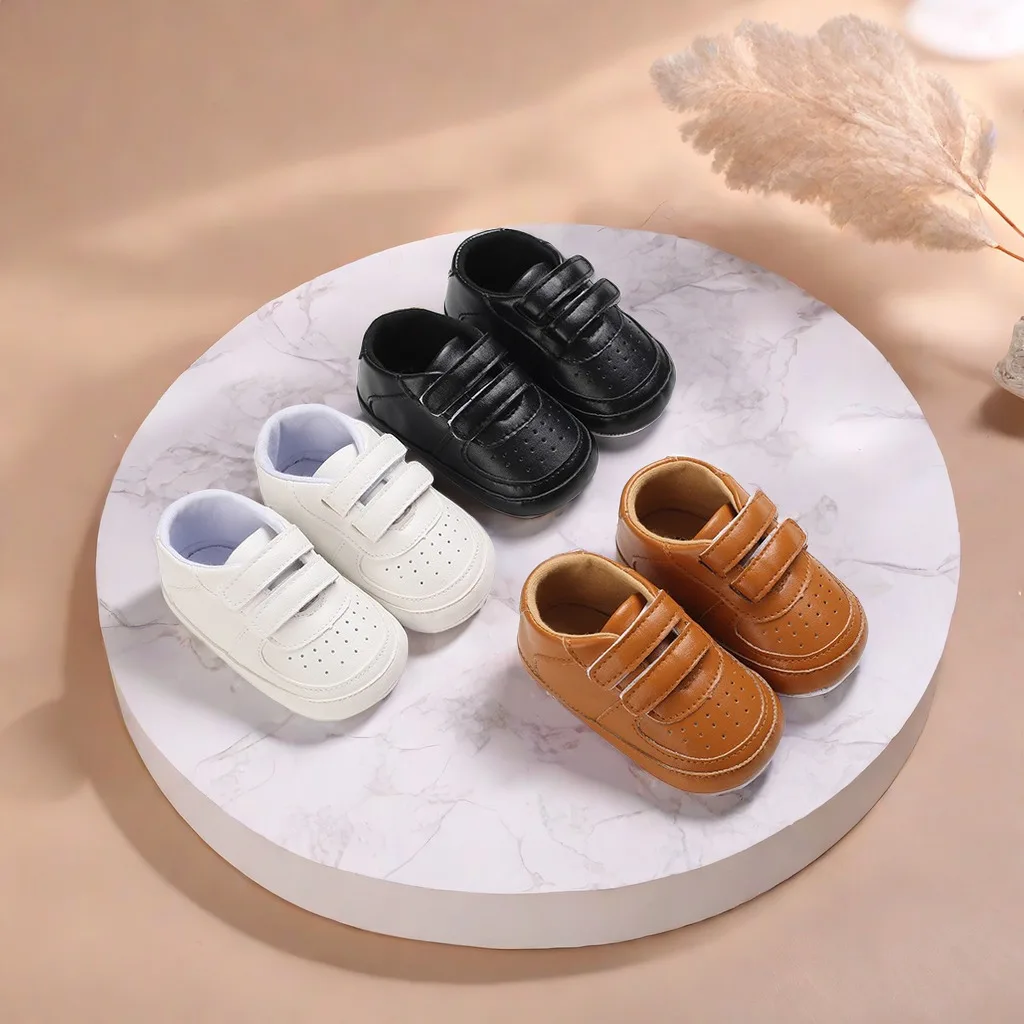 British Style Breathable Leather Baby Shoes Boys' Non Slip Soft Sole Casual Sports Shoes 0-18M Baby Walking Shoes