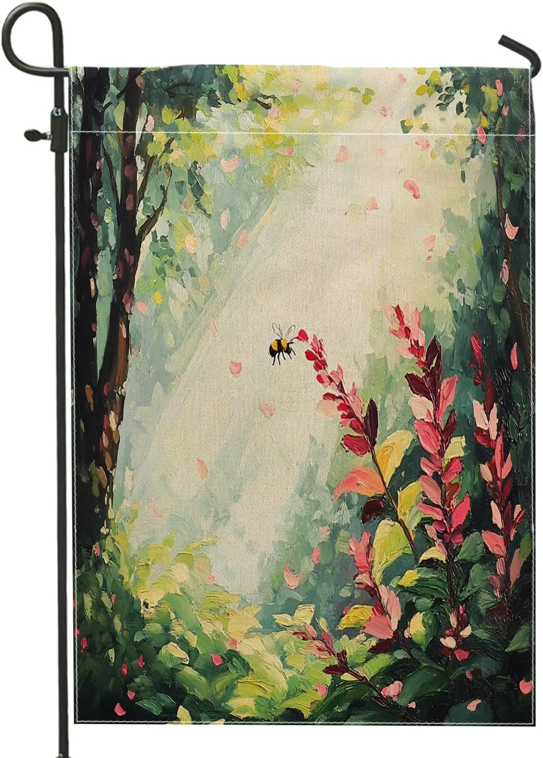 Spring Coleus Garden Flags 12”x18” Double Sided for Outside Decorative, Forests Flowers Scene Bees Pattern FrontYard House F ZZM