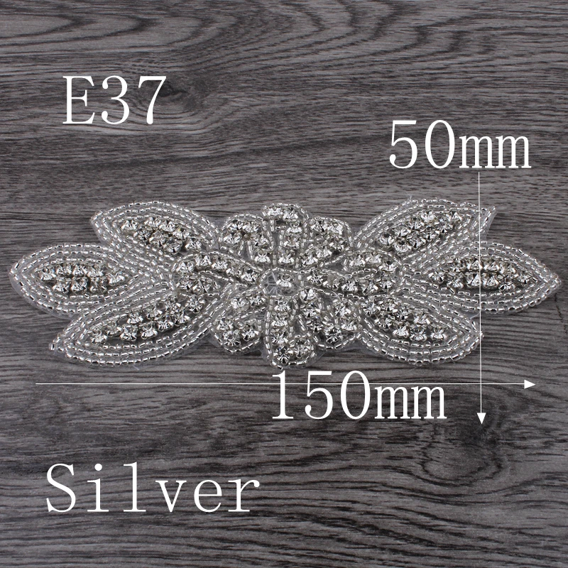 20PC Handmade Bling Beaded Rhinestone Applique Sew On Manual Flatback Crystal Flower Cloth Applique for Dresses Craft Supplies