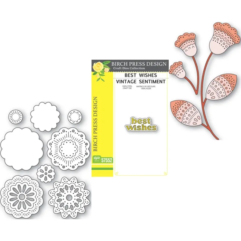 Beautiful flowers and tender green shoots Cutting Dies Scrapbook Diary Decoration Stencil Embossing Template DIY Greeting Card