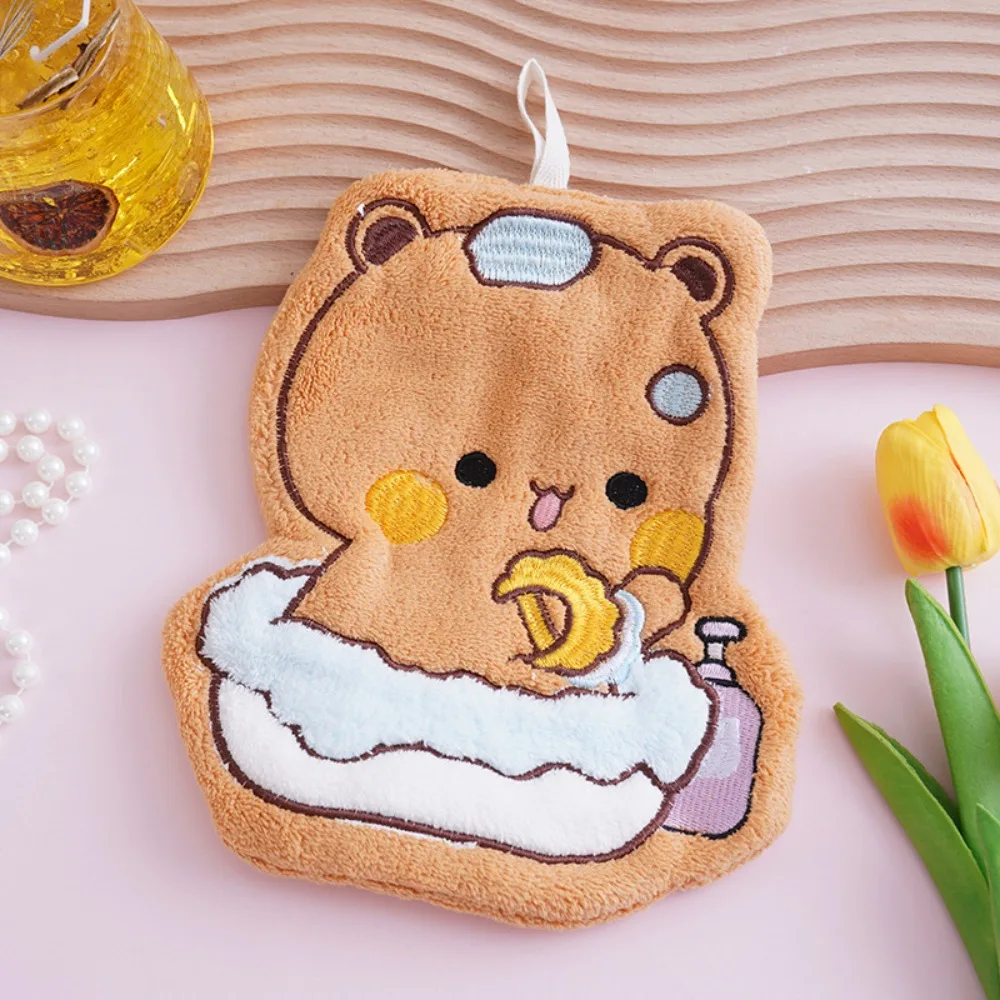 New Kawaii Cartoon Hand Towel Bubu Dudu Thick Absorbent Wipe Cloth Double Layer Hanging Towel Bathroom Hand Cloth