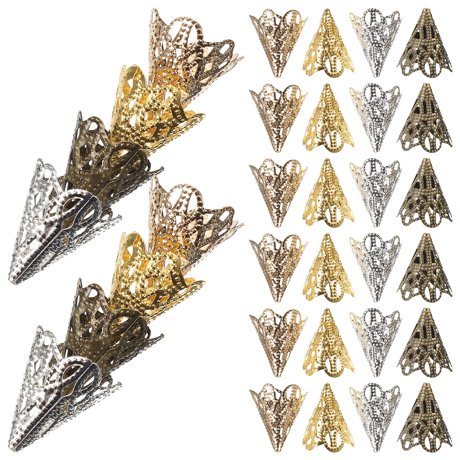 120Pcs No Fade Beads Caps for Long Term Wearing DIY Jewelry Making Materials Unique Shape Metal End Caps Metal Embellishments