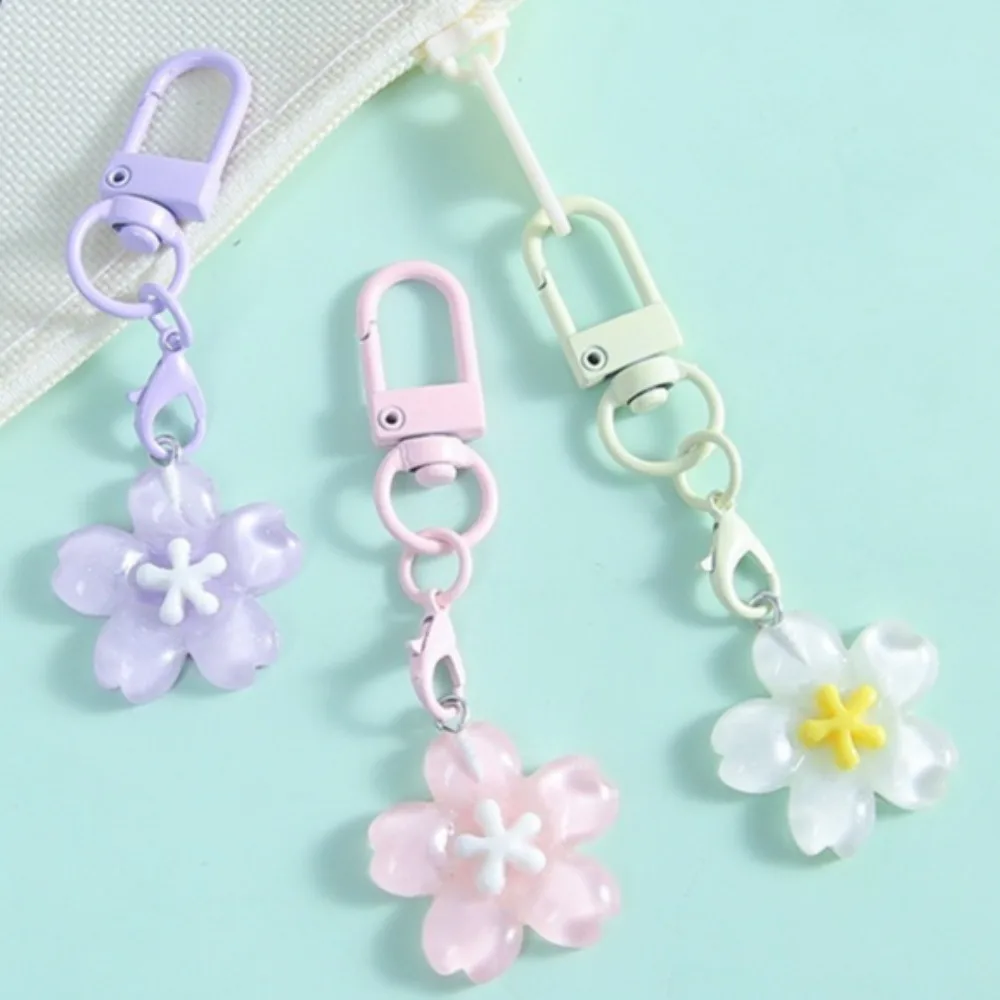Simulated Sakura Phone Straps Resin Cherry Blossom Jelly Sakura Pendant Keyring Fashion Backpack Hanging Ornaments Couple Gifts