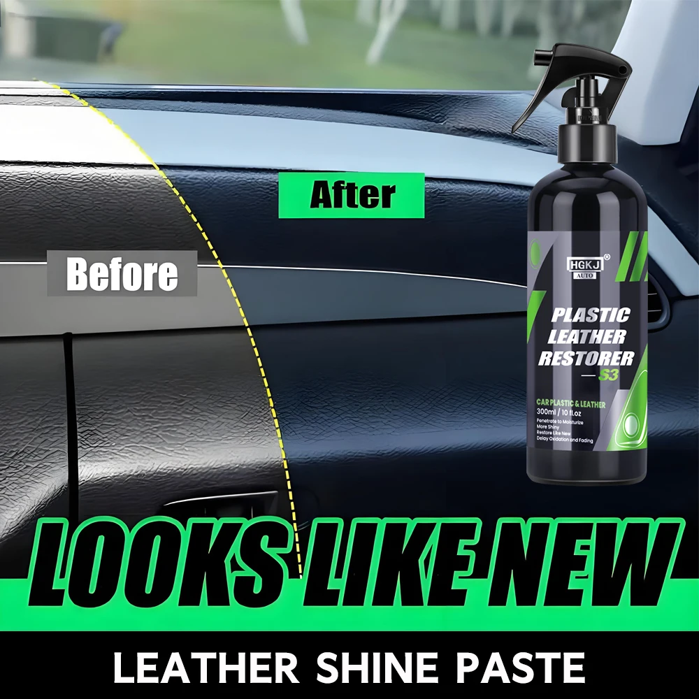 Spray Restaurador de Plástico y Cuero para Autos, Limpiador, Agente de Revestimiento, Devuelve el Color Negro, Mayor Brillo, Productos de Limpieza para Autos S3