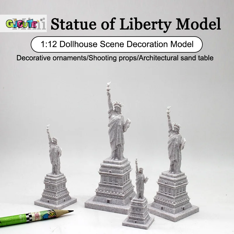 1:12 domek dla lalek Mini statua Wolności rzeźba figurki miniaturowe rzemiosło dekoracyjne do domu ozdoby mikro scena rekwizyty fotograficzne