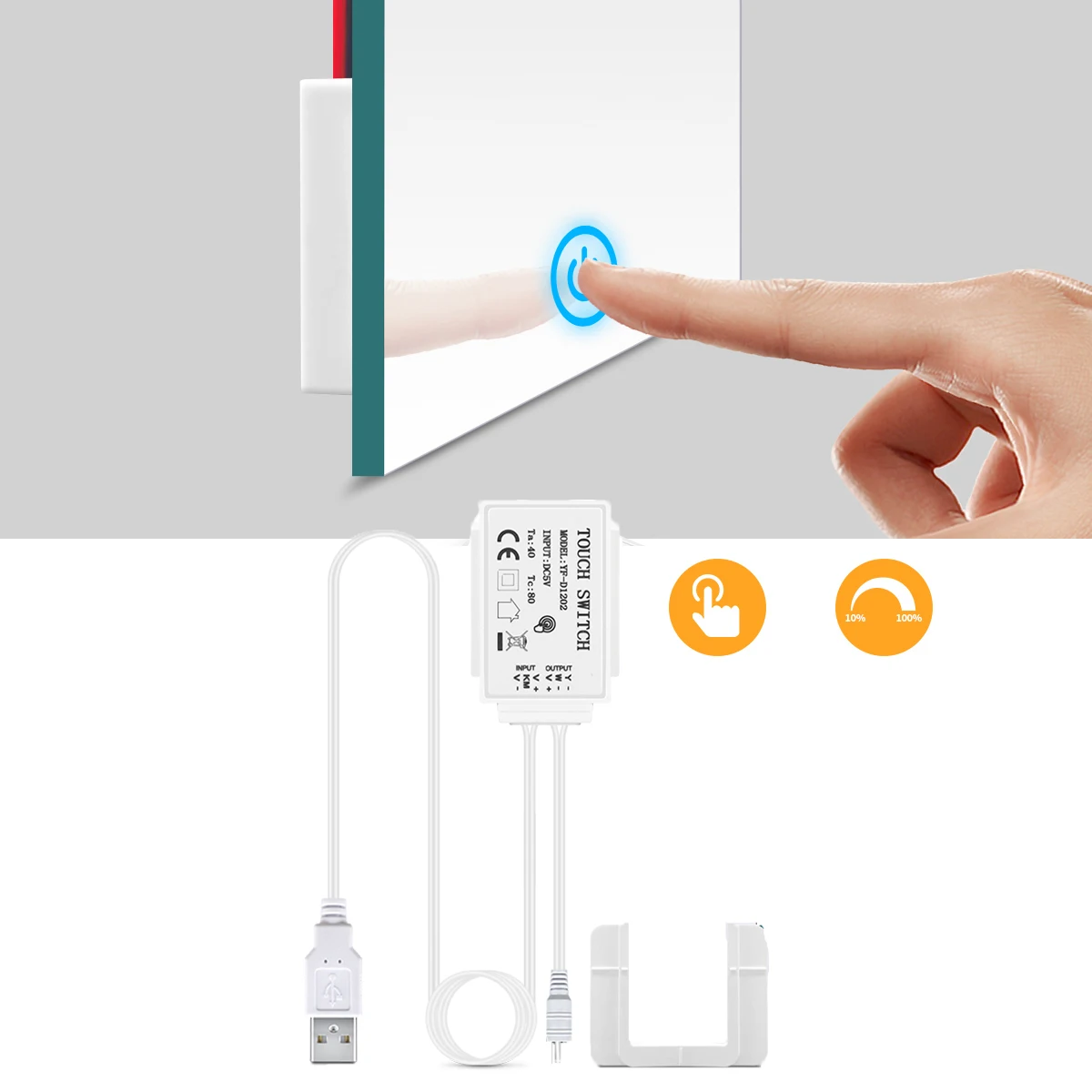 Touch Sensor Schalter Für Make-Up Spiegel Badezimmer Dressing Tisch Glas Panel Steuerung 5v USB Led Streifen Licht Schalter stufenlosen Dimmer