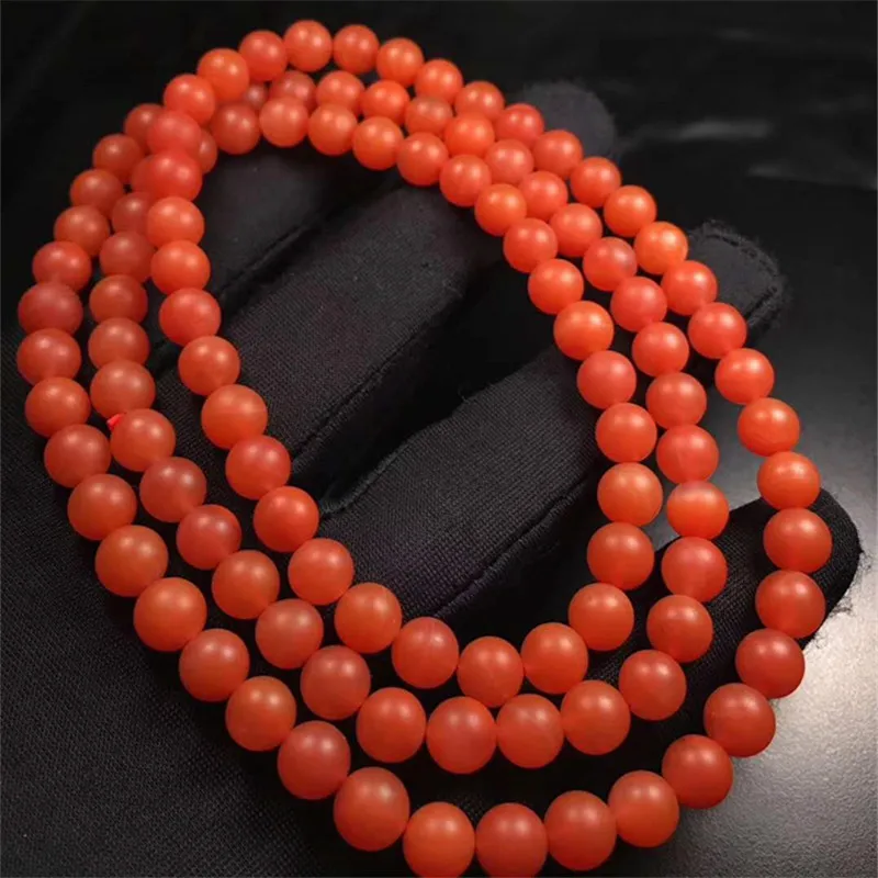 

Baoshan Bracelet Natural South Red Agate 108 Beads Clean and Rosy