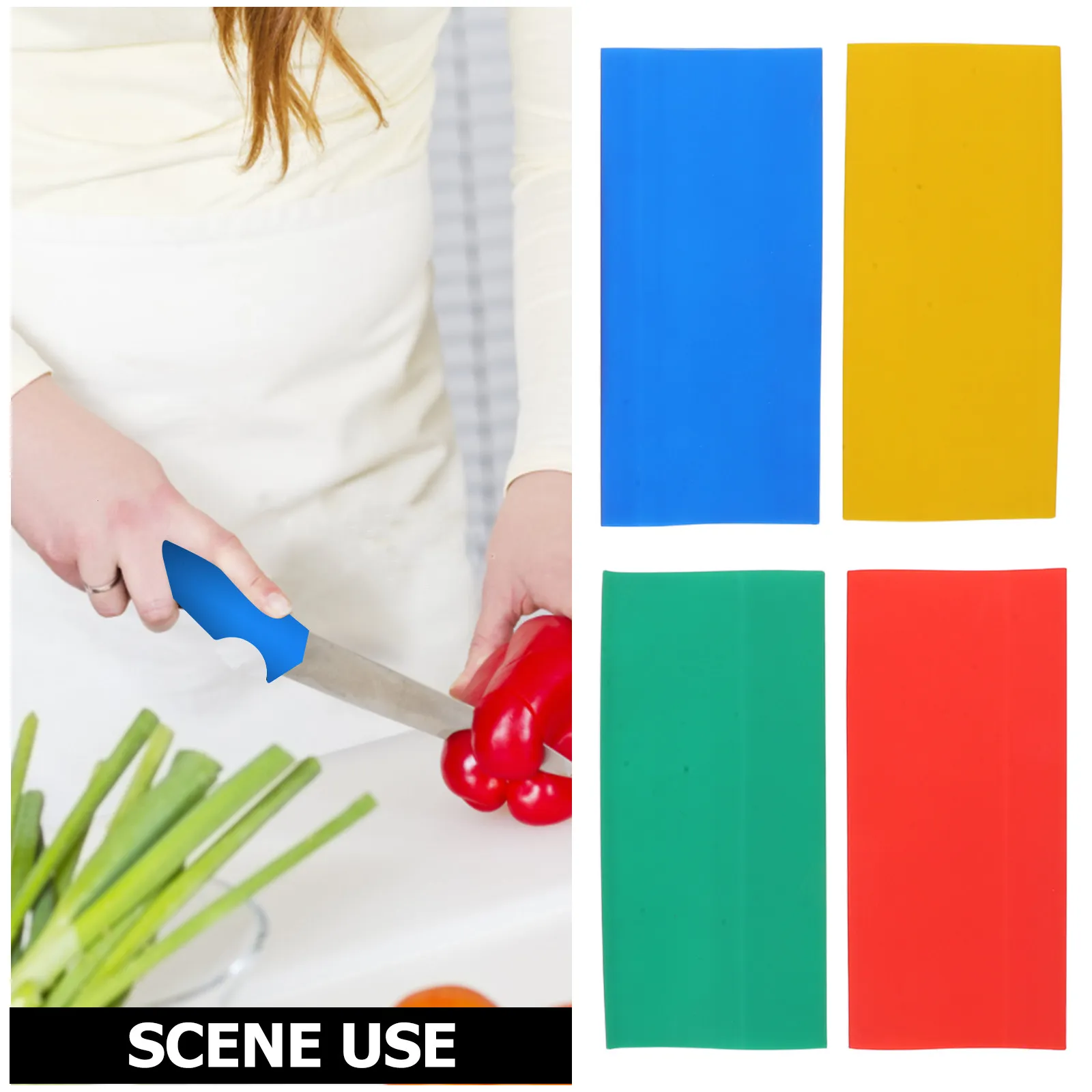 4Pcs Kitchen Knife Handle Wraps Heat Shrink Slip Resistant Grip Sleeves Heat Resistant Universal Knife Handle Covers Color Coded - view 6