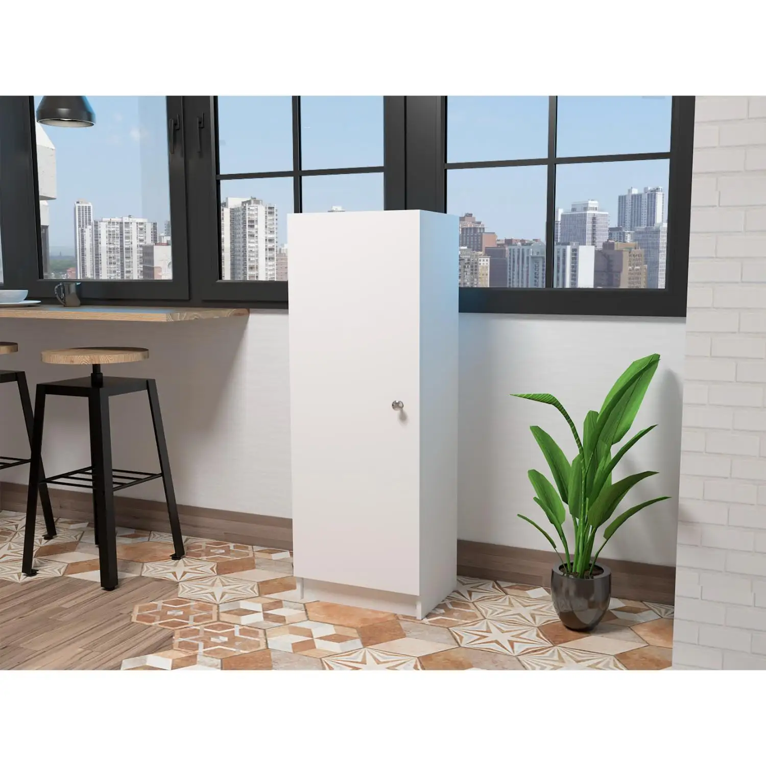 Belleria Single Door Pantry with Four Interior Shelves White