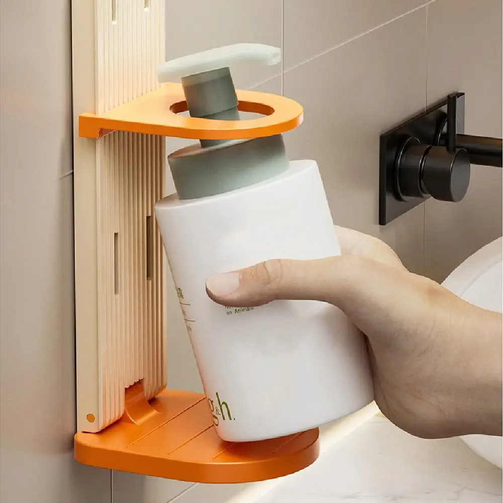 

2Pcs Adjustable Height Shampoo Bottle Holder Wall Mount Foldable Soap Bottle Shelf Waterproof Space Saving Shower Gel Hanger