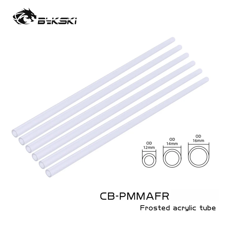 Bykski 6pcs/Lot Water Cooling Pipe PETG / PMMA / Frosted Acrylic Hard Tube OD12mm / OD14mm / OD16mm Transperant 50cm Length