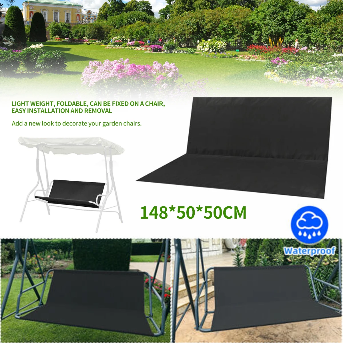 Swing Seat Cover Waterproof Swing Chair Cover Foldable Chair Bench Cover 600D Oxford UV Resistant Swing Seat Furniture Cover