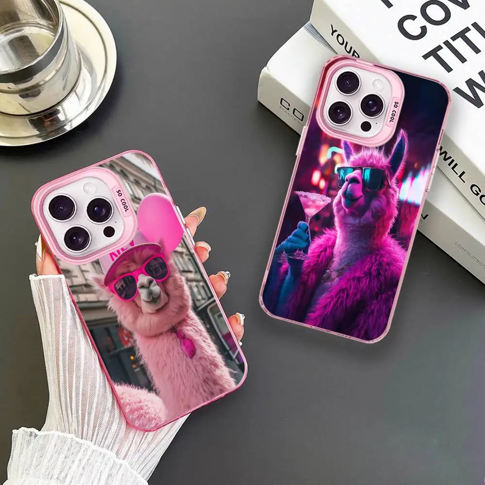 

Funny Alpaca Phone Case For iPhone 16,15,14,13,12,11,Mini,Pro,MAX Pink Matte Shockproof Cover