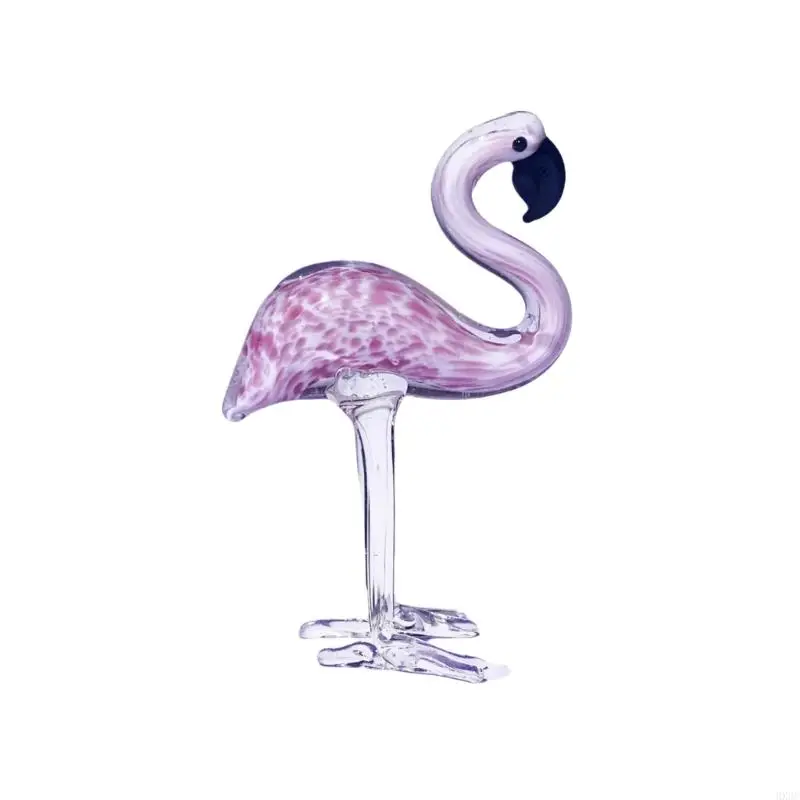 Kaca Artistik Flamingo Figurine Animal Sculpture Ornament untuk Kolektor Hadiah HX6C