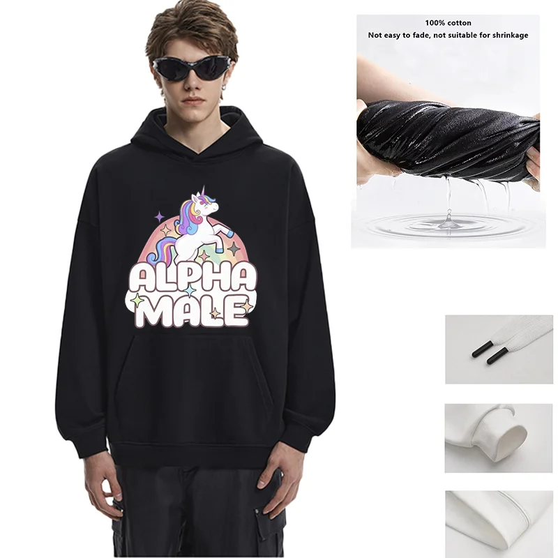

Vintage Alpha Men's Unicorn and Rainbow Sweater Unisex Cotton Hoodie Pullover Women's Sports Sweater S-4XL Free Shipping