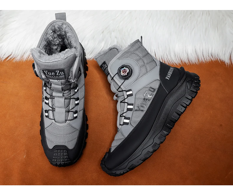 Outdoor Herren Schneestiefel Winter Plüsch Warme Baumwollstiefel Hohe Herren Freizeit Wanderstiefel Rutschfeste Wasserdichte Knöchelstiefel – Detail 20
