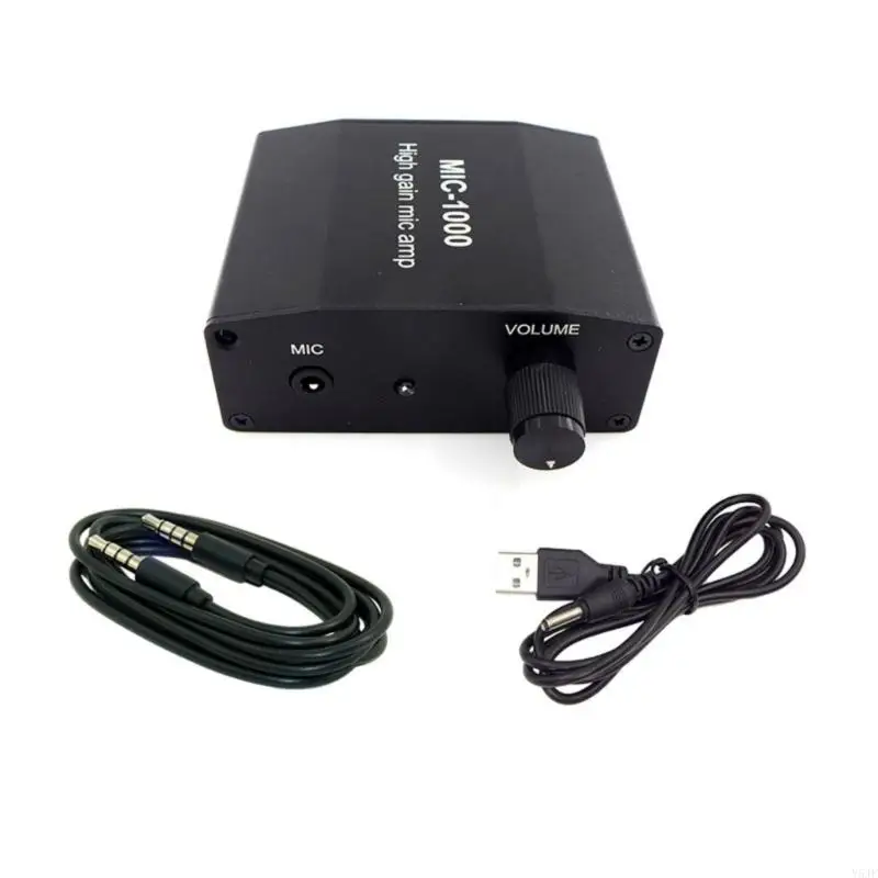 Portable 3,5-мм микрофон Mic-1000 DC5V Усилитель с микрофоном с USB-кабелем и 1000X, полученный для прозрачного звука Black