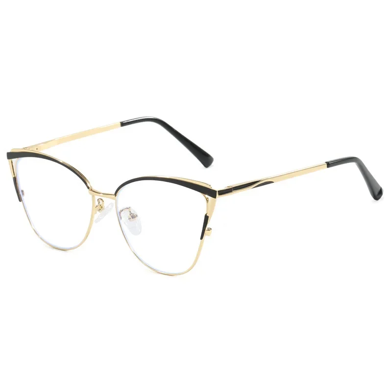 Ultra Light Cat Eye Metal Frame Anti Blue Light Flat Lens 2025 Fashionable New Square Men's and Women's Versatile Glasses