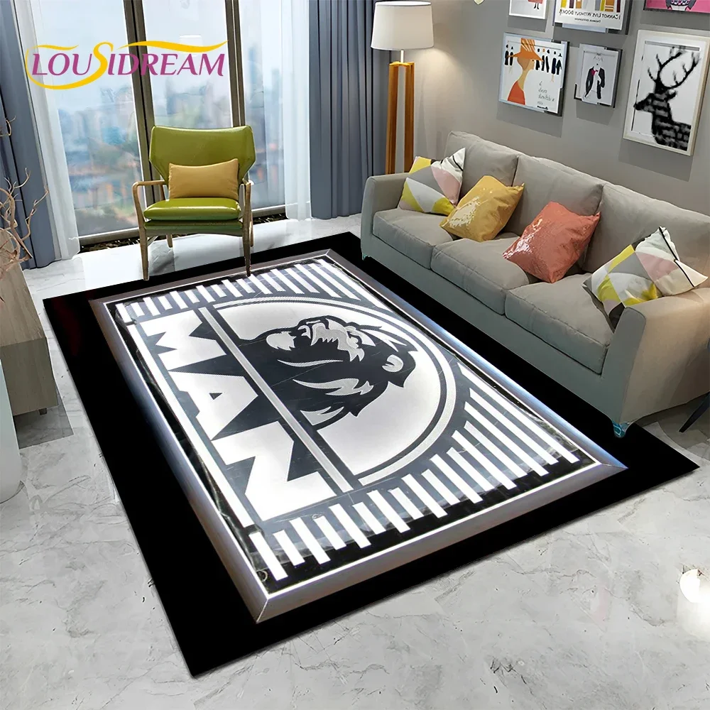 Man Truck Logo 3D HD Printed Carpet Rug – Non-slip Area Rug for Living Room, Bedroom, Sofa, Kids’ Room, Home Décor