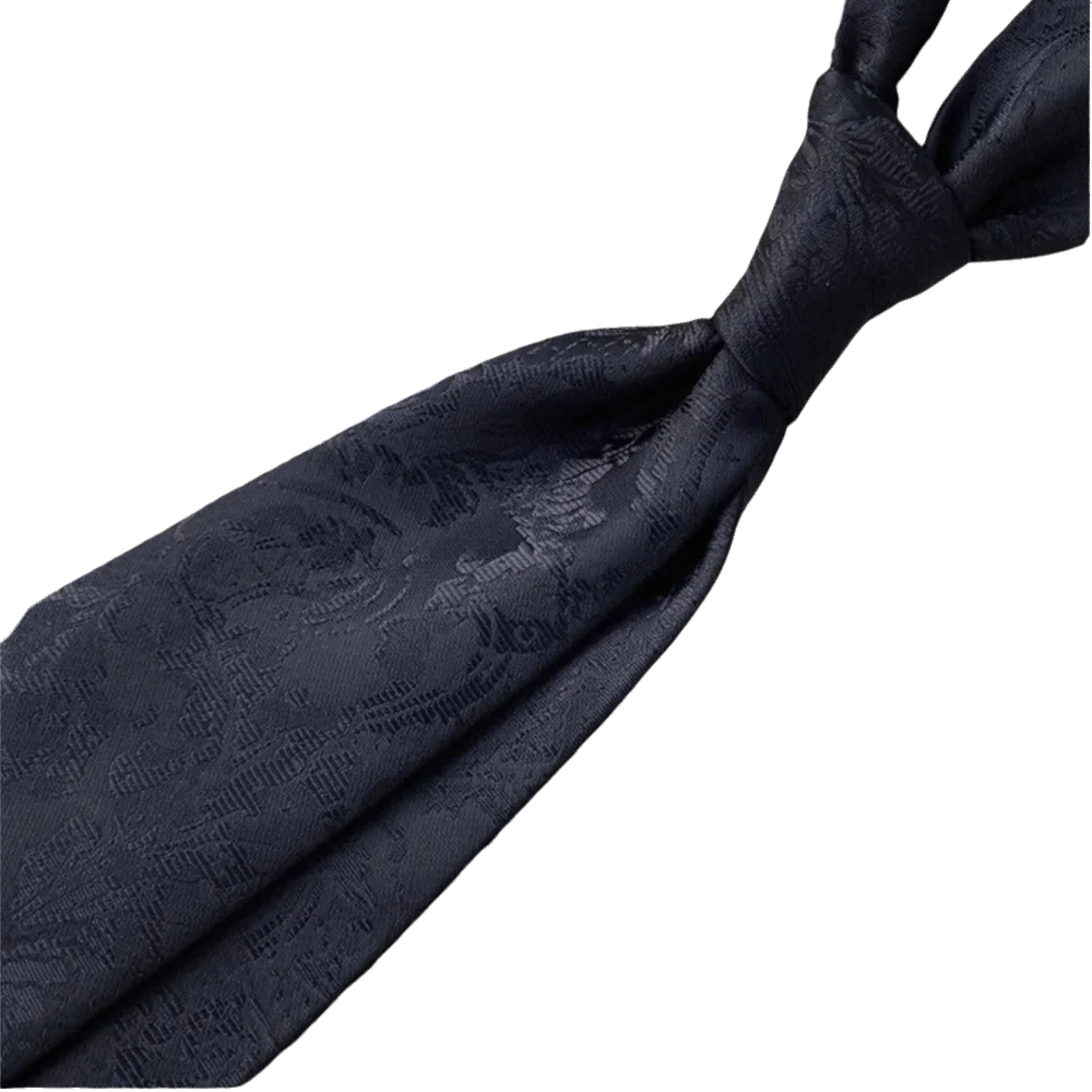 Classique couleur unie noir cravate rayures florales hommes cravate attachée à la main réglable rétro cravate chemise