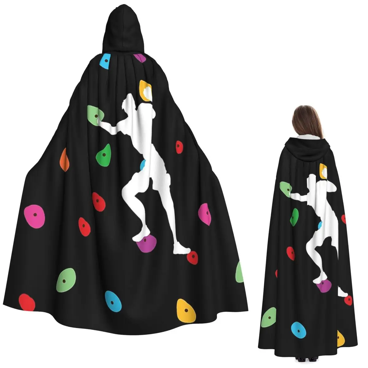 Escaladores de rebote, capa larga con capucha colorida para pared de escalada, disfraz Medieval de bruja, capa de Cosplay, Halloween, vampiro