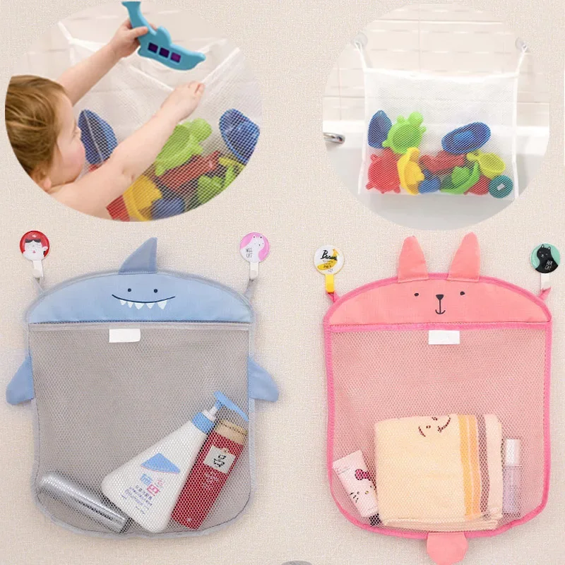 New Baby Bathroom Mesh Bag Sucker Design For Bath Toys Kids Basket Cartoon Animal Shapes Cloth Sand Toy Storage Net Mesh Bag Toy