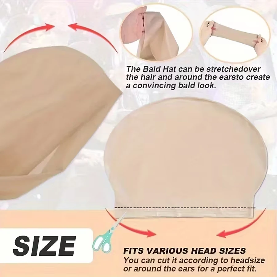 1 Stück flexible Nylon-Glatze – realistische gefälschte Glatze |   Leichte, bequeme Unisex-Perücke für Kostümpartys