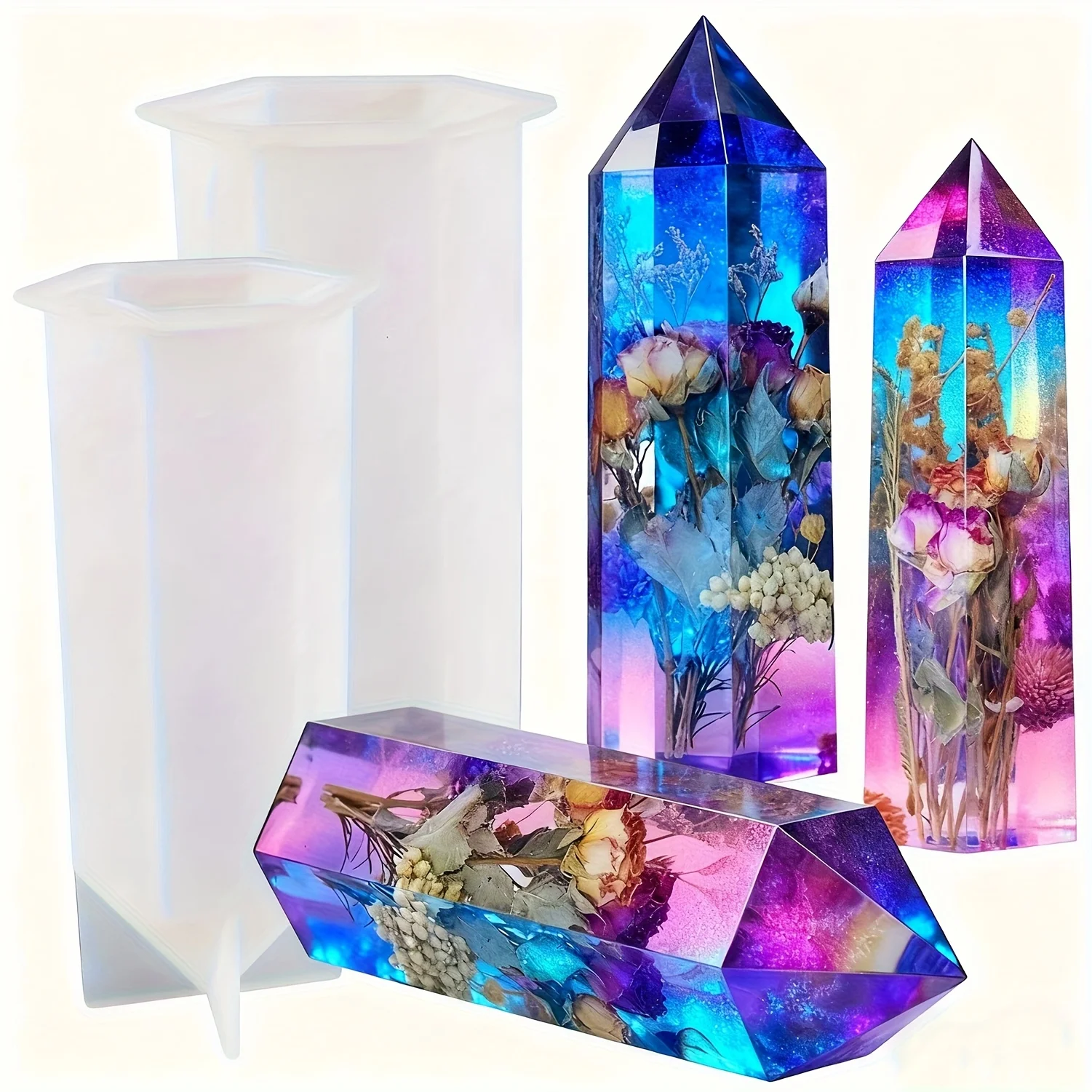 Molde de resina de torre de cristal de 2 piezas, adecuado para decoración de bodas DIY, preservación de flores y regalos de decoración del hogar