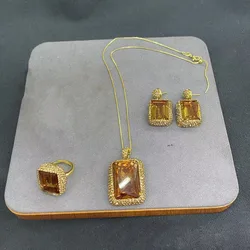New Turkey imported sultan stone personality exaggerated three-piece set  stone popular jewelry export factory dir