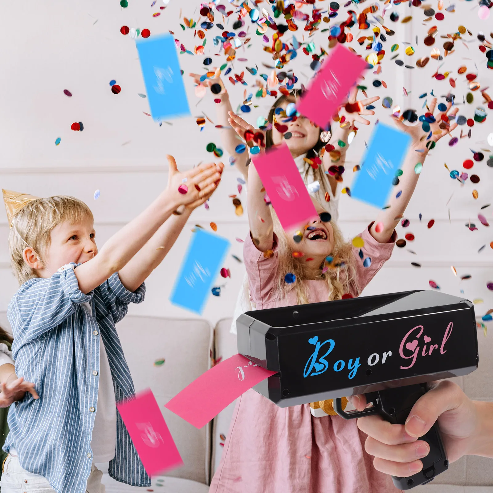 

1Set Boy Or Girl Gender Reveal Paper Shooter Party Prop Cash Money Sprayer Baby Shower Supply Gender Reveal Shooter