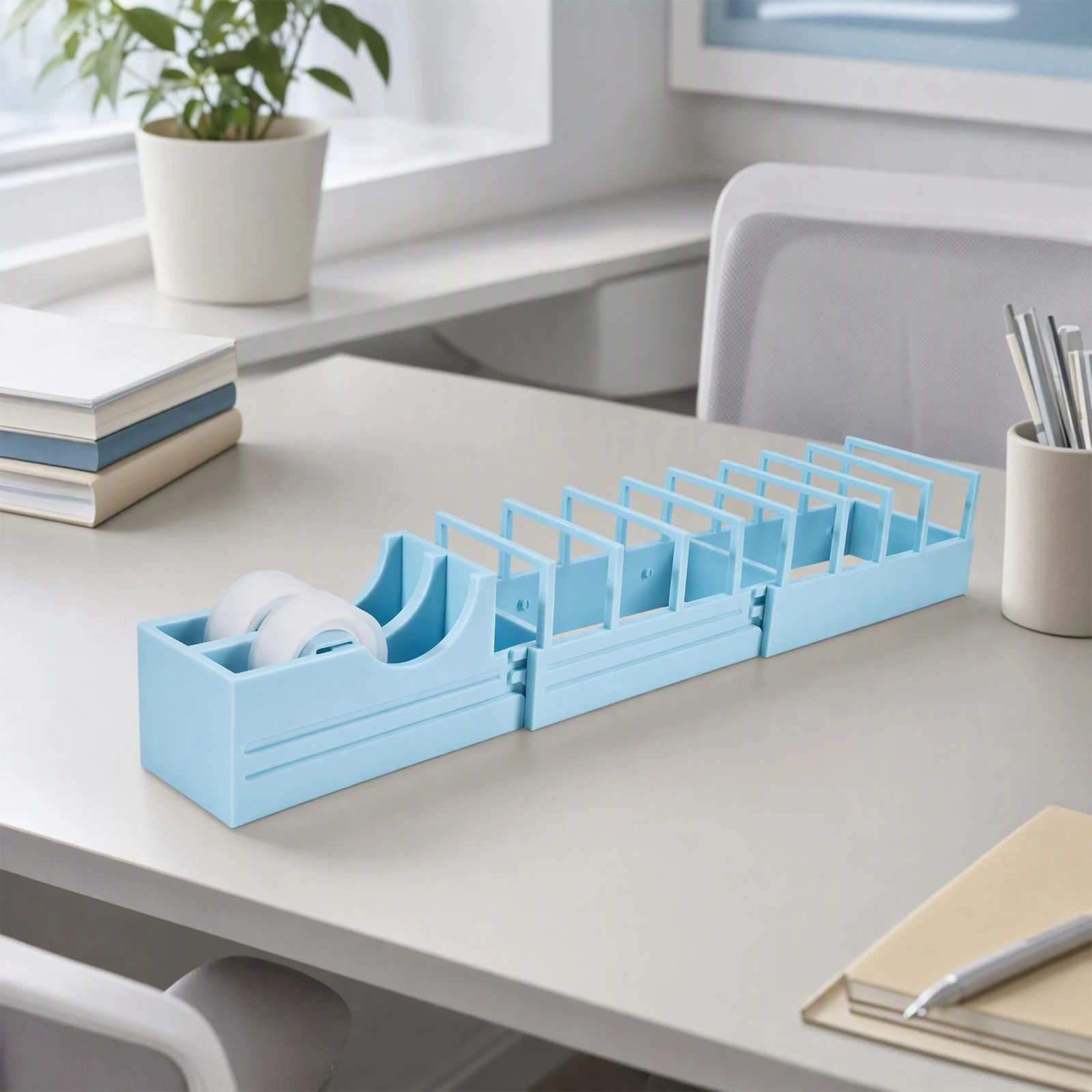 Retractable Tape Dispenser with Base Adjustable Length Serrated Cutter Desktop Holder Office Gift Wrap