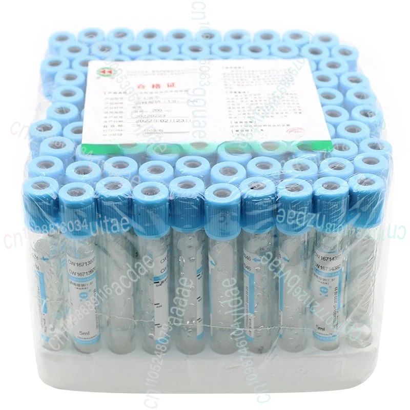 

100-pcs anticoagulant Blood coagulation sodium citrate plastic tube sterile negative pressure vacuum blue cap tube