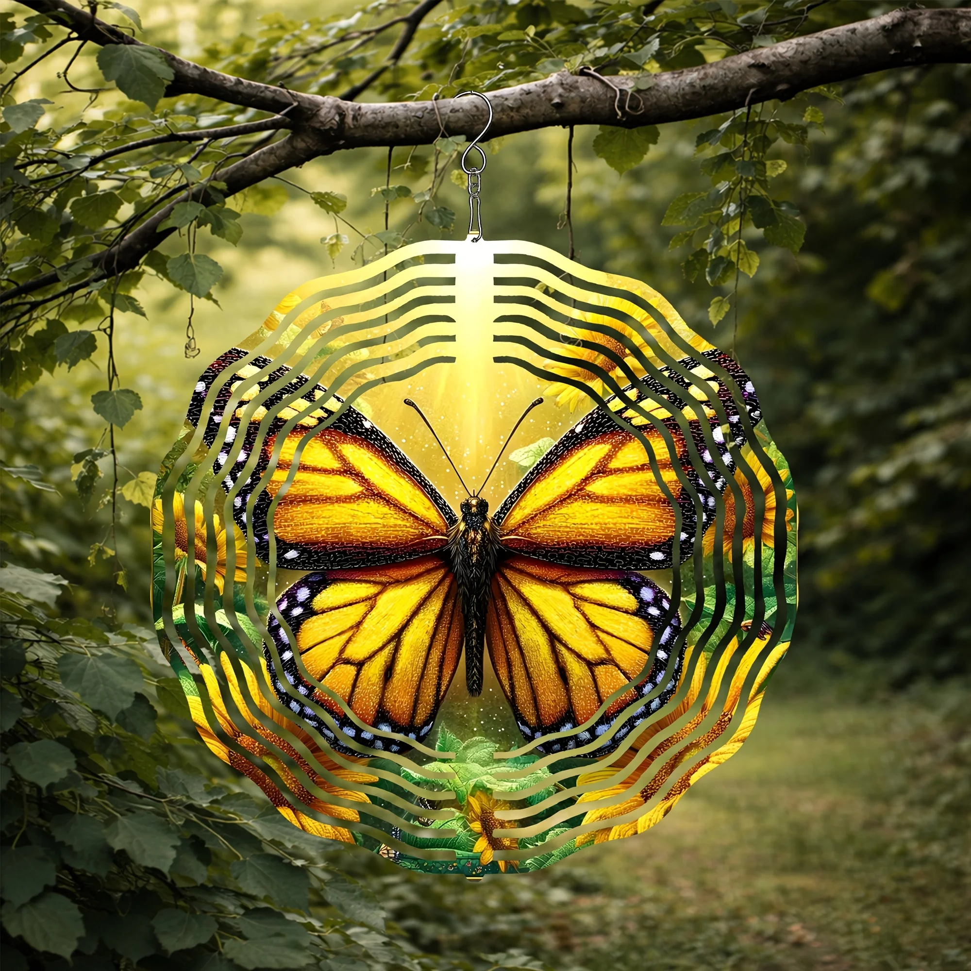 1PC Gorgeous Butterfly Sunflower Garden Wind Chime,Suitable for Courtyards, and Lawns—Perfect Gift for Nature Lovers, Gardener