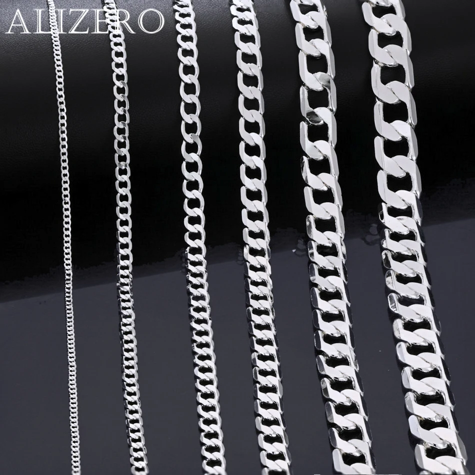 Wholesale 925 Sterling Silver Necklace Width 2-12MM Long 40-75cm Lobster Clasp Chain Men Women Fashion Punk Necklaces Jewelry