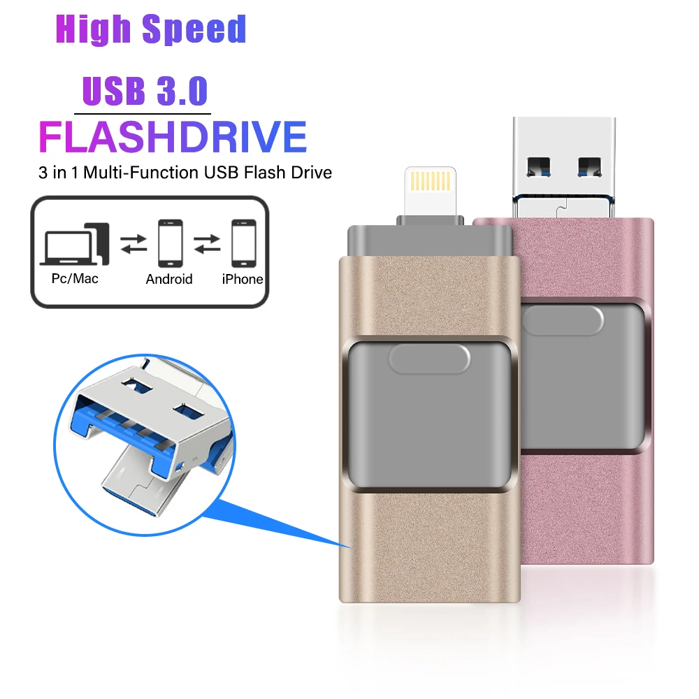 

High Speed Flash Drive 3.0 256GB 128G 64G Memory Stick IPhone Photo Stick External Storage Mirco for IPhone/PC/iPad/More Devices