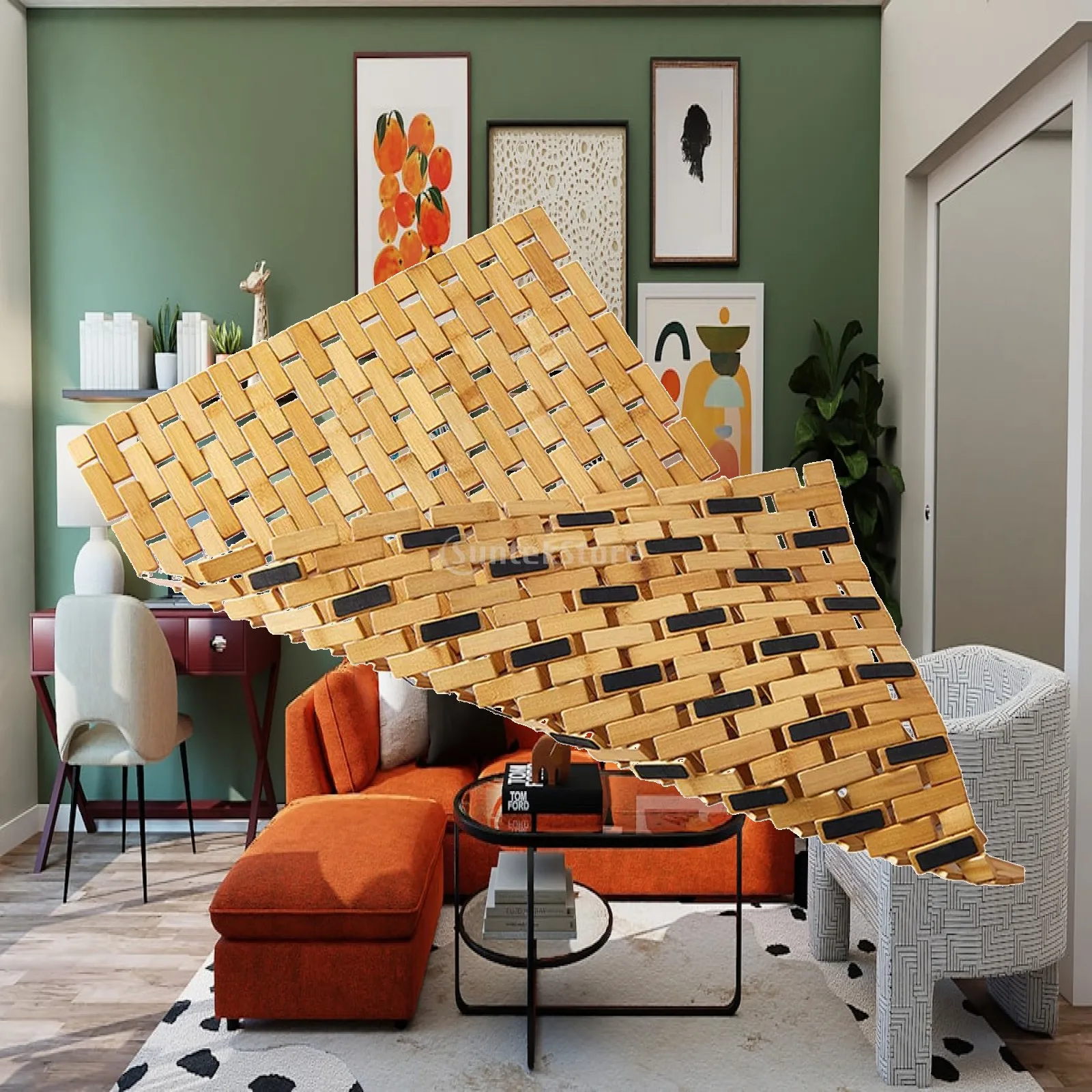 Bamboo Bath Mat - Bambus-Badematte Wasserfeste Duschmatte für Büro Flur
