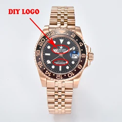 40mm Premium GMT Man Watch Single Cal Waterproof Lume Dial Four Hands NH Series 34 35 36 Movement Steel Sapphire Chic Functional