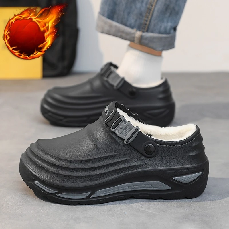 Men's Winter Slippers Comfortable Indoor Warm Women Slippers Summer Removable Sandal Men Casual Non Slip Plush Fur Clogs for Men