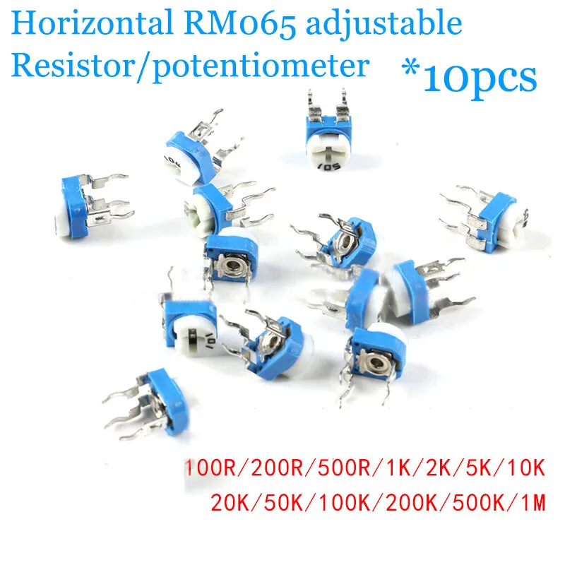 10pcs RM065 Blue white Adjustable resistor/potentiometer 1K/2K/10K/1M/100/500ohm