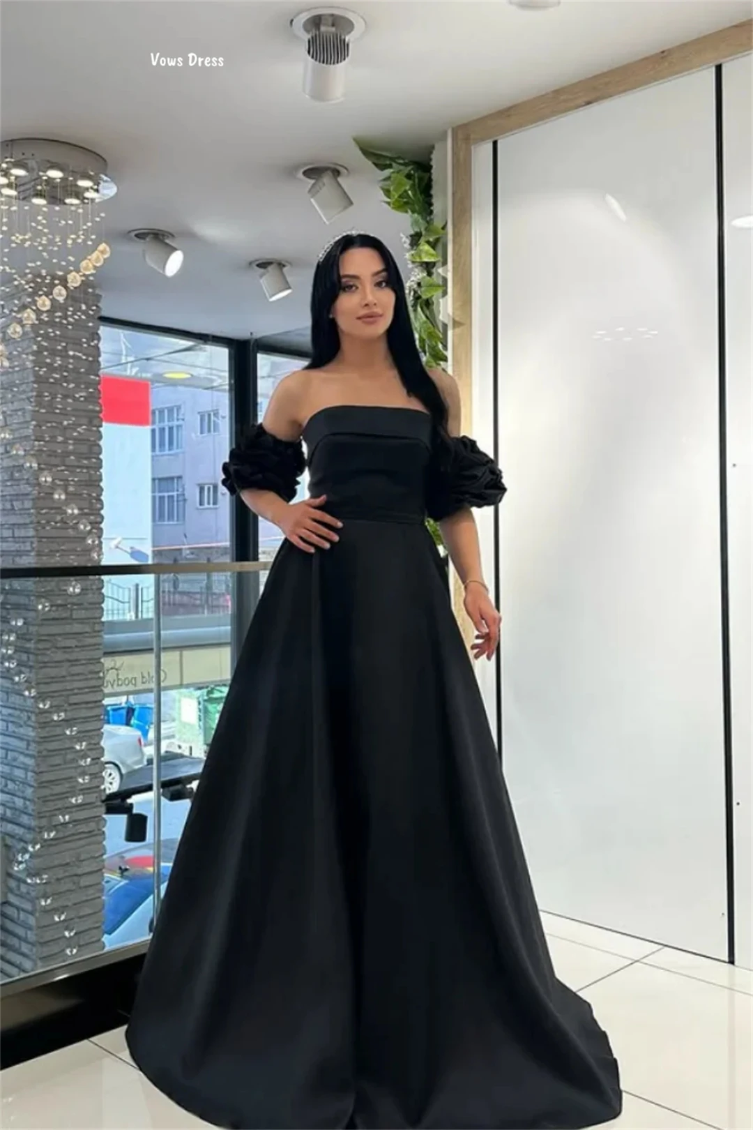 Vows ligne une Robe de soirée de mariage femme robes Gala bustier tubulaire Robe de bal Robe sur mesure Satin tissu Robe de soirée bal 2025