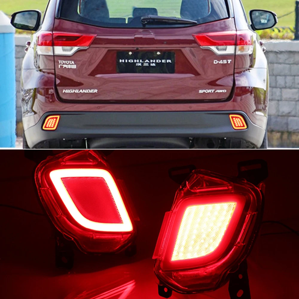 1 Pair Reflector Car LED Rear Fog Lamp Bumper Light Brake Tail Light For Toyota Highlander Kluger XU50 2014 2015 2016 2017 2018