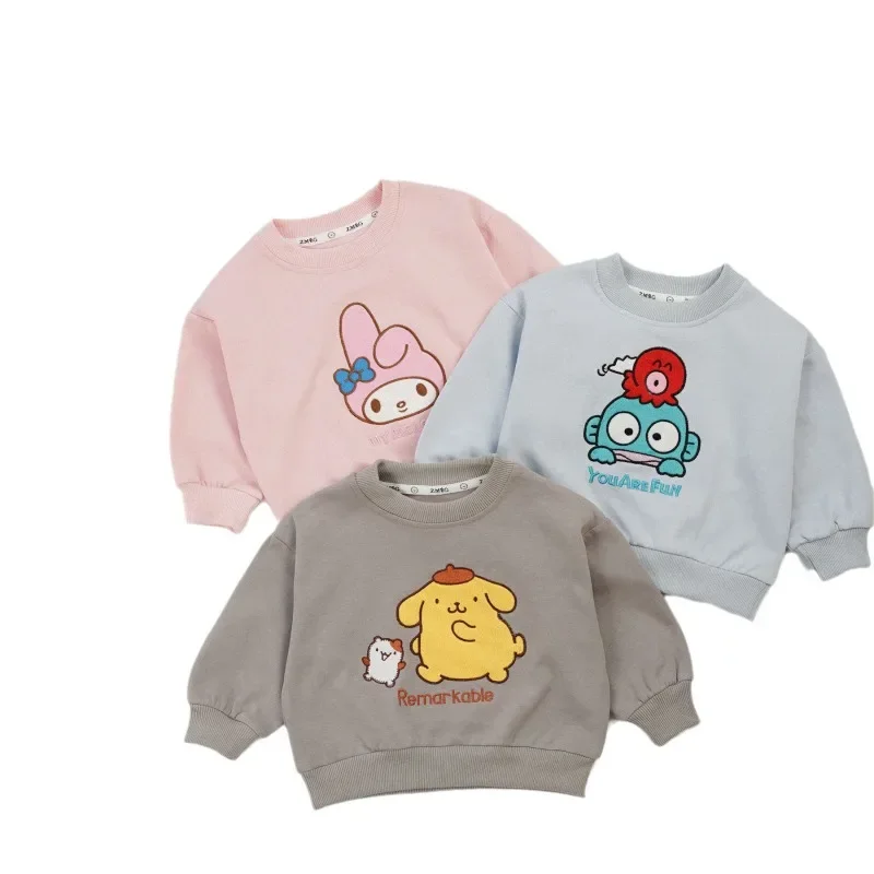 Hangyodon My Melody Anime Kawaii Sanrio Ins Long Sleeve Hoodie Cute PomPomPurin Children Casual Jacket Shirt Gifts for Kids