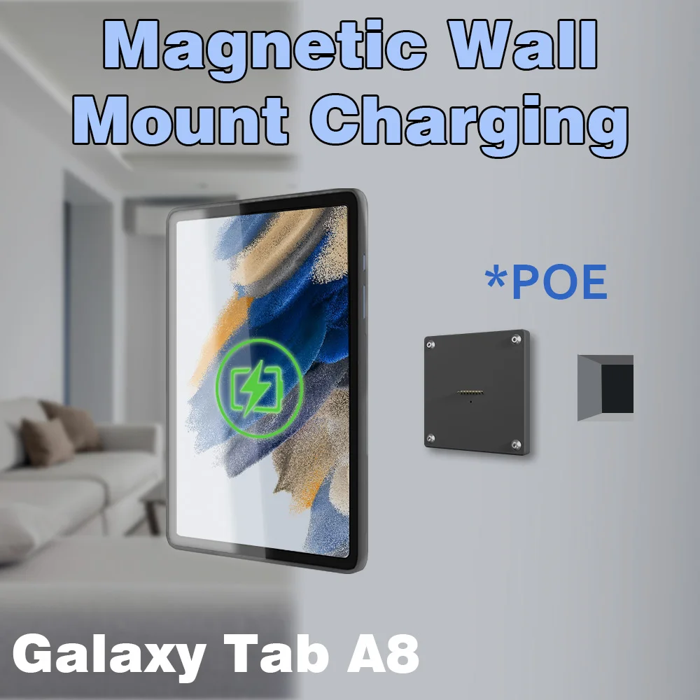 Supporto da parete magnetico POE con custodia di ricarica Supporto per tablet per Samsung Galaxy Tab A8 10,5 stazione smart home