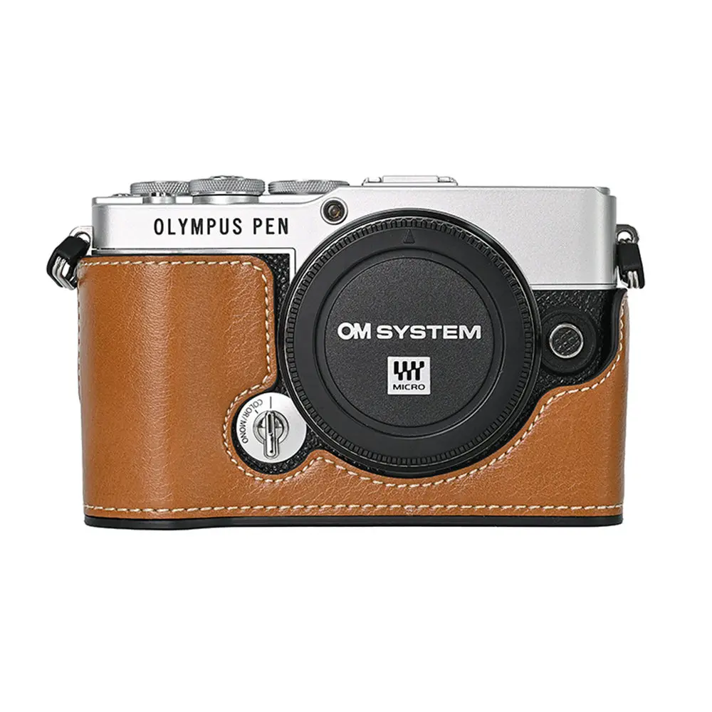 

Чехол из искусственной кожи с половиной корпуса камеры для Olympus PEN EP7 E-P7, нижняя крышка с отверстием для аккумулятора