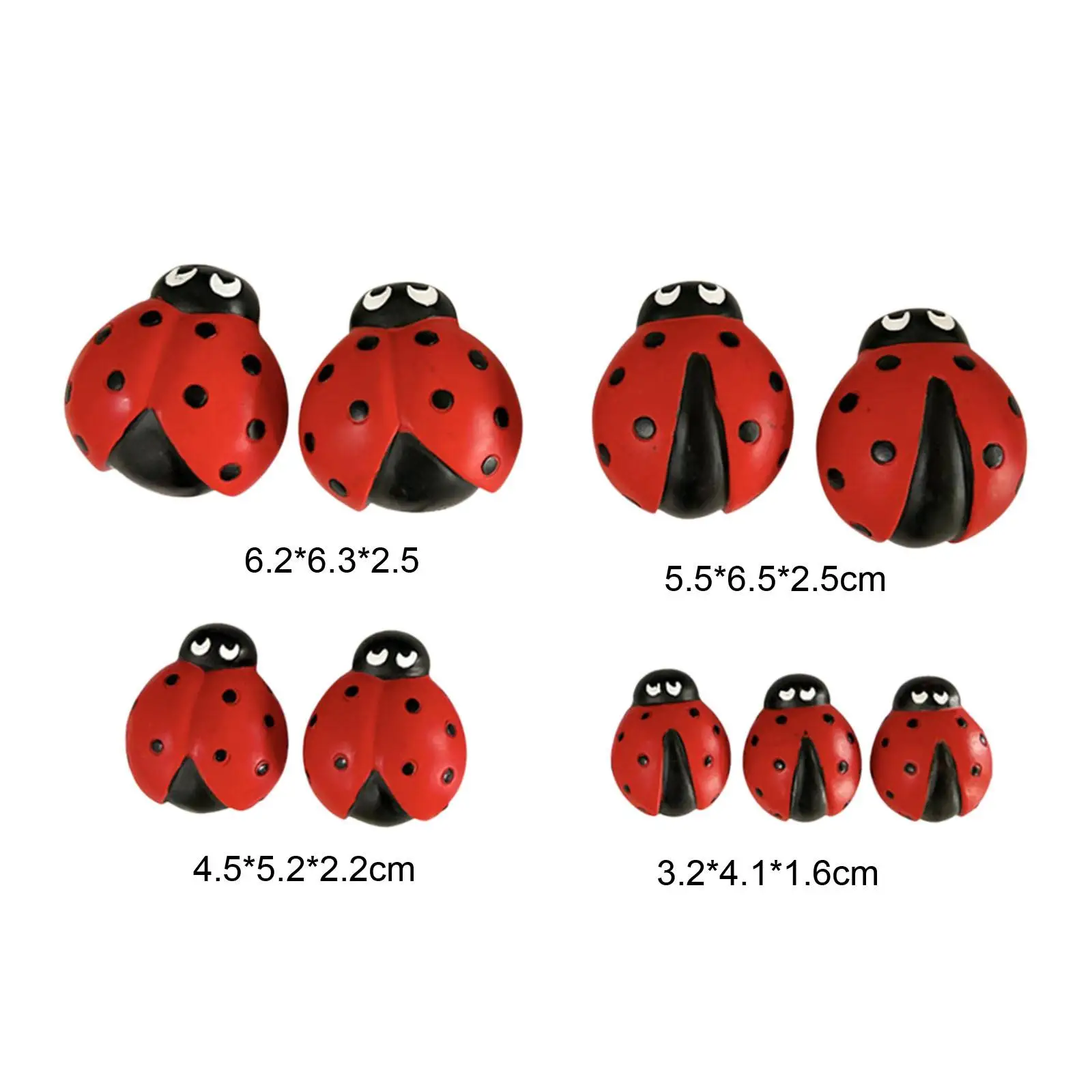 9x Ladybug Statue Yard Decorations Decorative Miniature Landscape Mini Ladybug Sculpture for Balcony Yard Desktop Pathway Lawn