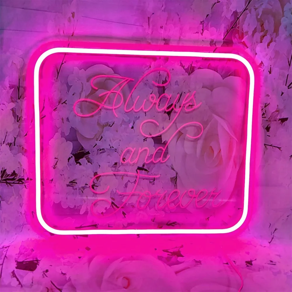 Always & Forever Pink Neon Sign It Was Always You LED Wall Decor for Bedroom, Wedding, Engagement, Birthday and Party Decoration