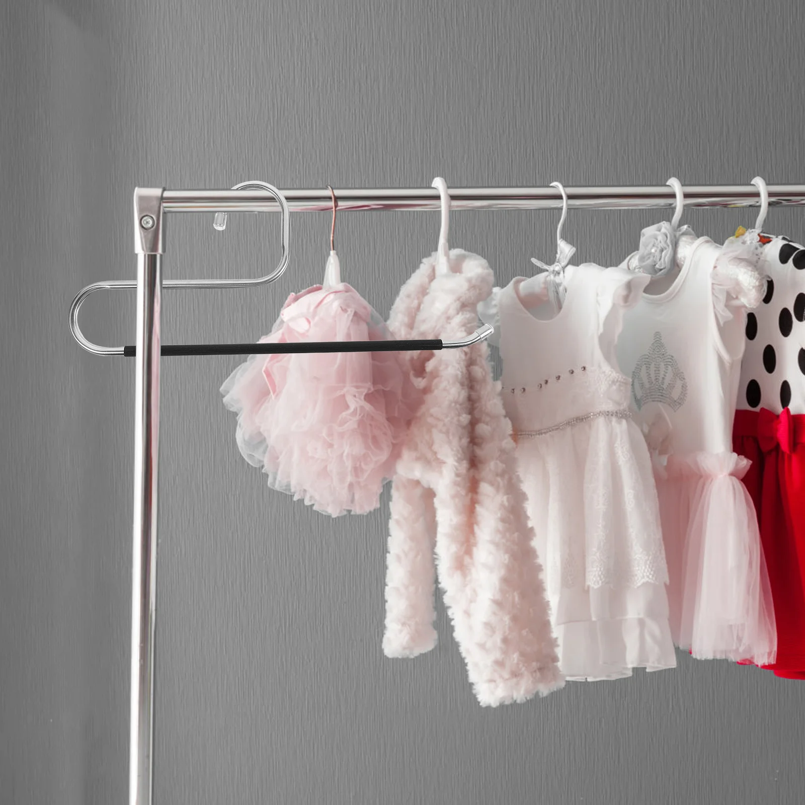 

6Pcs Stainless Steel Pants Hangers Open Ended Space Saving Trouser Organizer Non Slip Home Clothes Scarf Belt Rack