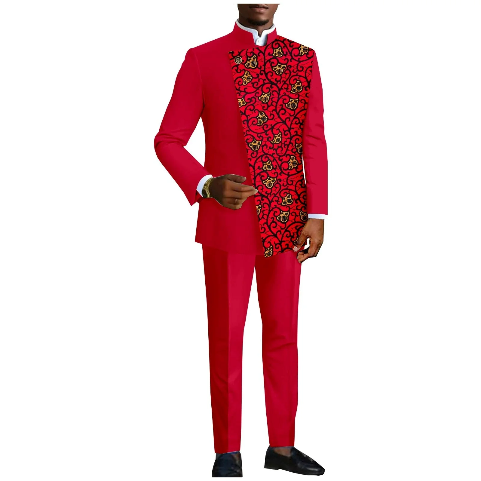 Trajes de hombre lisos de 2 piezas ajustados de diseño africano para boda, esmoquin para novio, trajes formales para fiesta de graduación, chaqueta para padrino, pantalones
